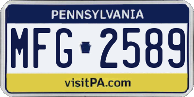 PA license plate MFG2589
