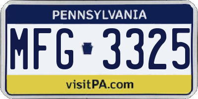 PA license plate MFG3325