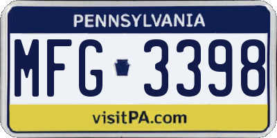 PA license plate MFG3398
