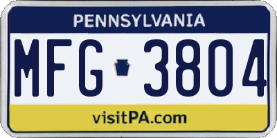 PA license plate MFG3804