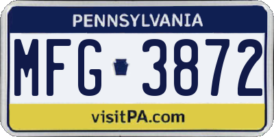 PA license plate MFG3872