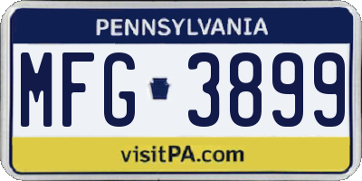 PA license plate MFG3899