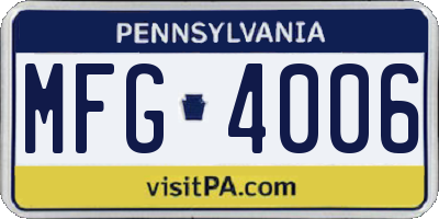 PA license plate MFG4006