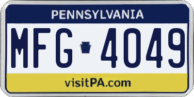 PA license plate MFG4049
