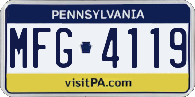 PA license plate MFG4119