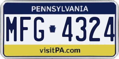 PA license plate MFG4324