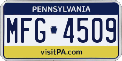 PA license plate MFG4509