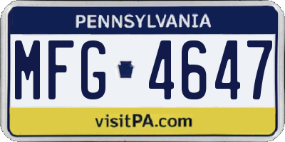 PA license plate MFG4647
