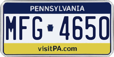 PA license plate MFG4650