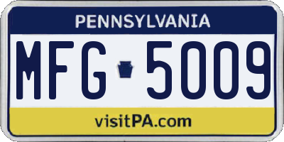PA license plate MFG5009