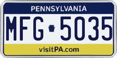 PA license plate MFG5035