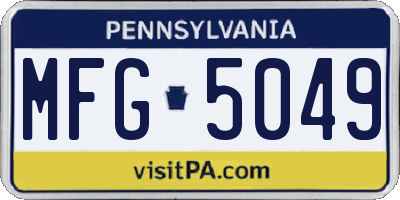 PA license plate MFG5049