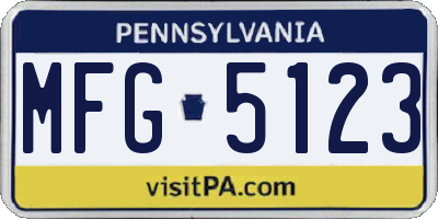 PA license plate MFG5123