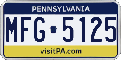 PA license plate MFG5125