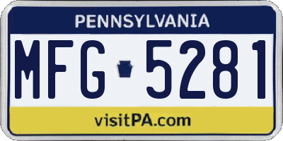 PA license plate MFG5281