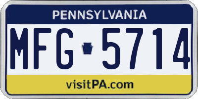 PA license plate MFG5714