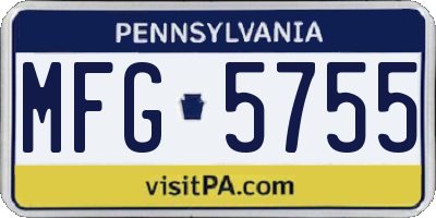 PA license plate MFG5755