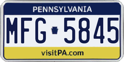 PA license plate MFG5845
