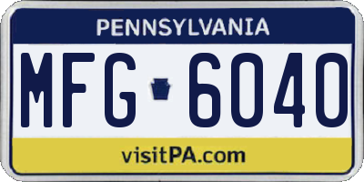 PA license plate MFG6040