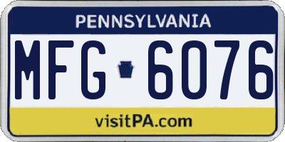 PA license plate MFG6076