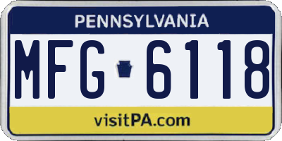 PA license plate MFG6118