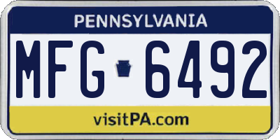 PA license plate MFG6492