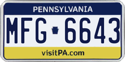PA license plate MFG6643