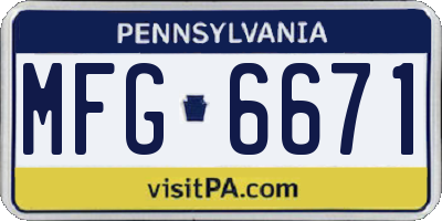 PA license plate MFG6671