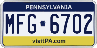 PA license plate MFG6702