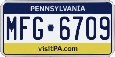 PA license plate MFG6709