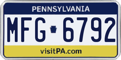 PA license plate MFG6792