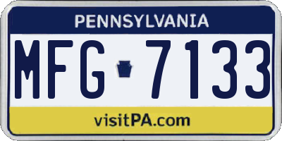 PA license plate MFG7133