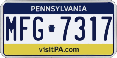 PA license plate MFG7317
