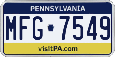 PA license plate MFG7549