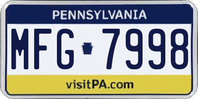 PA license plate MFG7998