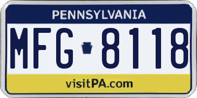 PA license plate MFG8118