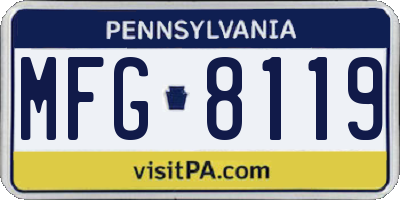 PA license plate MFG8119