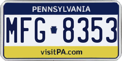 PA license plate MFG8353