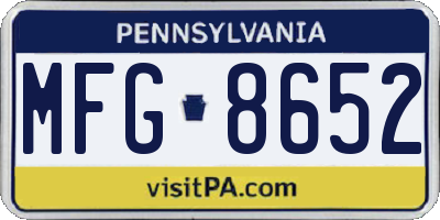 PA license plate MFG8652