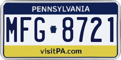 PA license plate MFG8721
