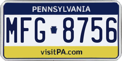 PA license plate MFG8756