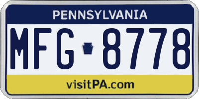 PA license plate MFG8778