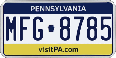 PA license plate MFG8785