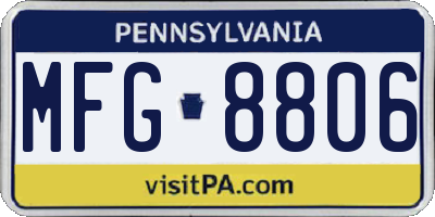 PA license plate MFG8806