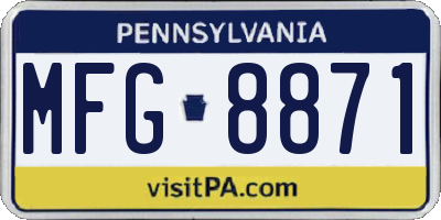 PA license plate MFG8871