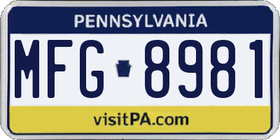 PA license plate MFG8981