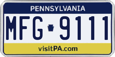 PA license plate MFG9111