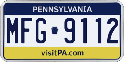 PA license plate MFG9112