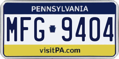 PA license plate MFG9404