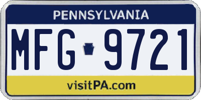 PA license plate MFG9721